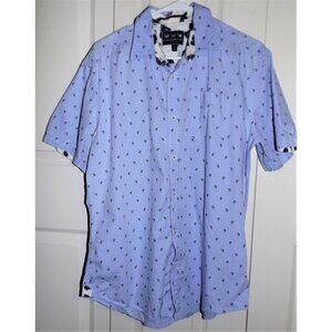 Charleston Threads M blue palm tree print button down cotton short sleeve